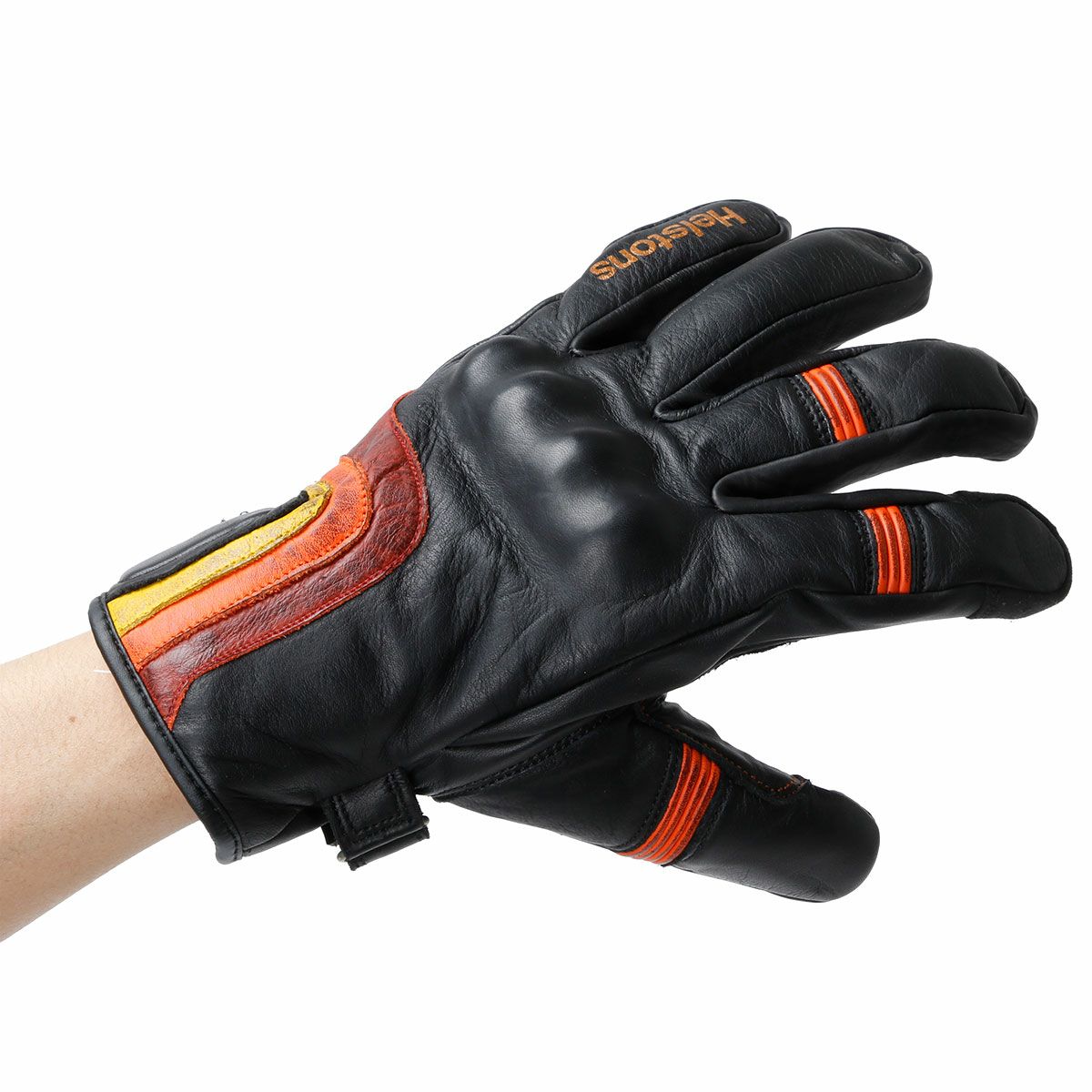 helstons｜スプーン ウィンター グローブ｜グローブ｜ブラック×オレンジ｜モデル着用