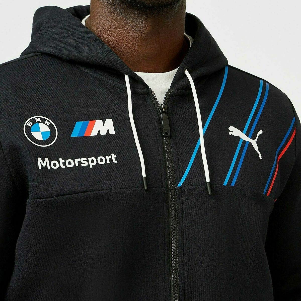 BMW PUMA｜BMW RP メンズ フルジップ フーディ｜ウェア｜ダークグレー｜モデル着用