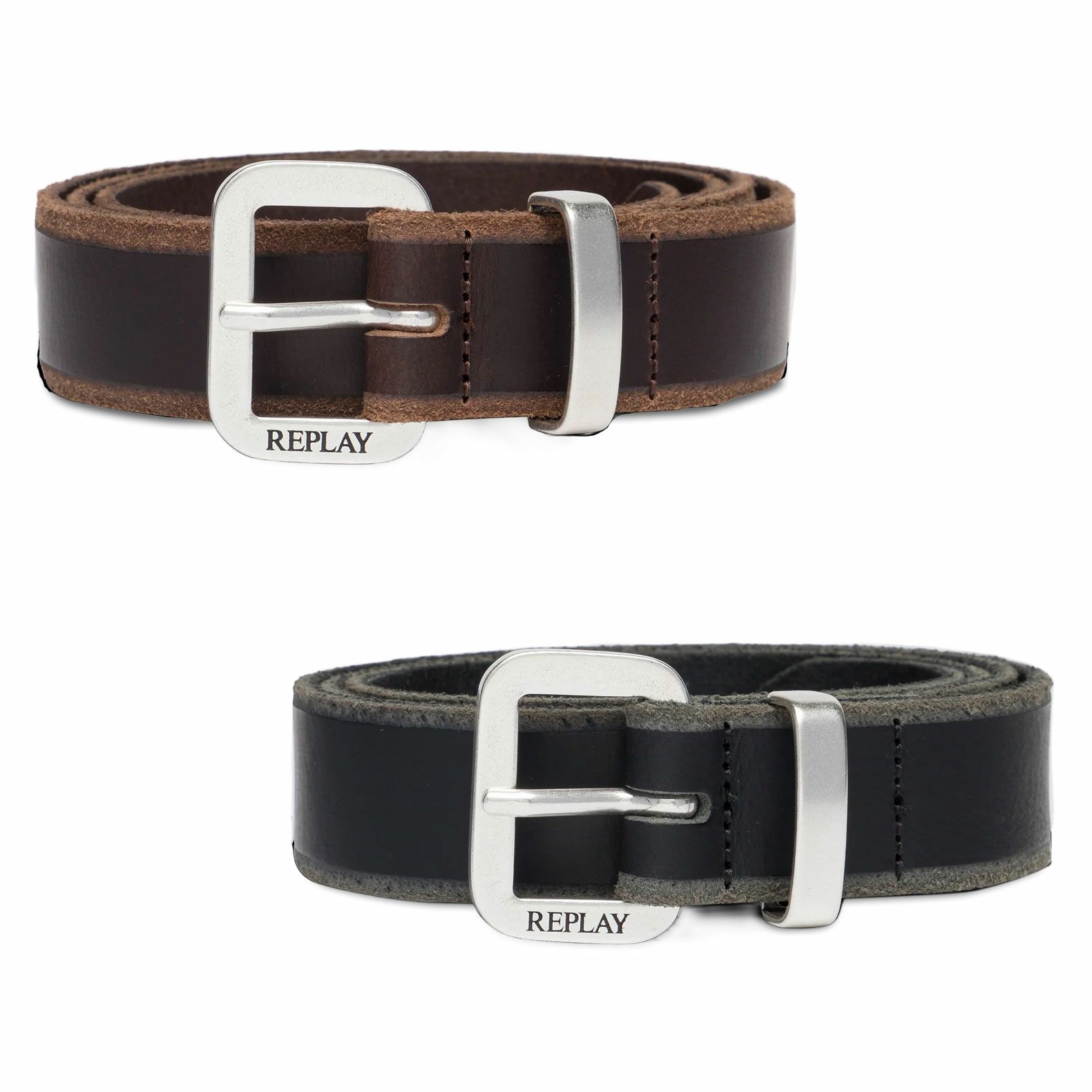 REPLAY｜メンズ ロゴ レザー ベルト｜雑貨