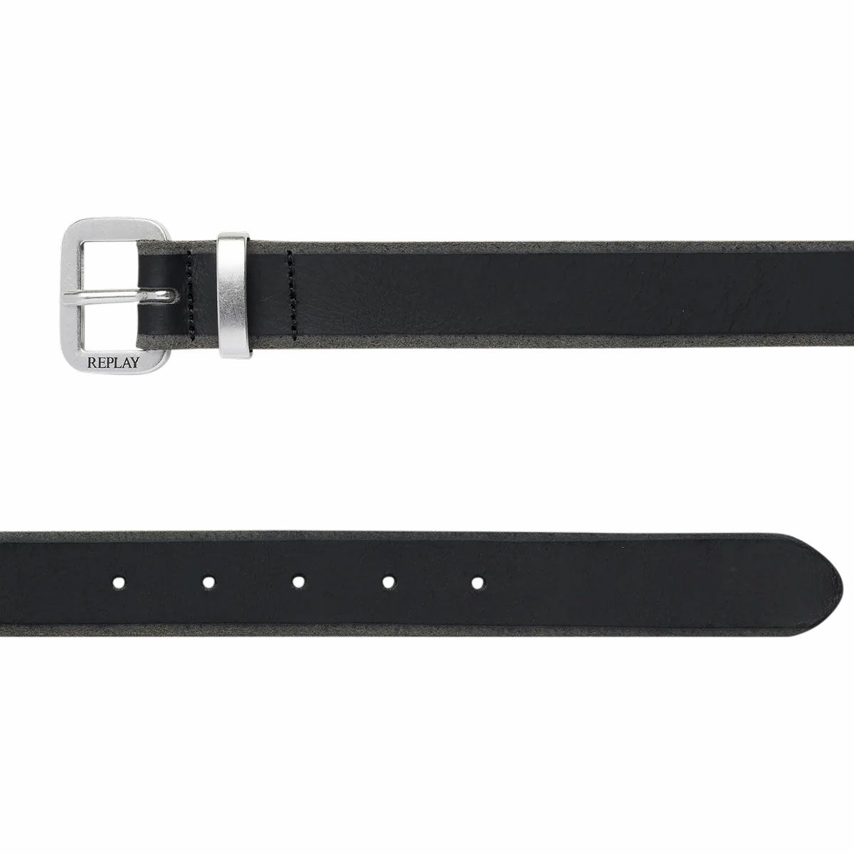 REPLAY｜メンズ ロゴ レザー ベルト｜雑貨｜ブラック