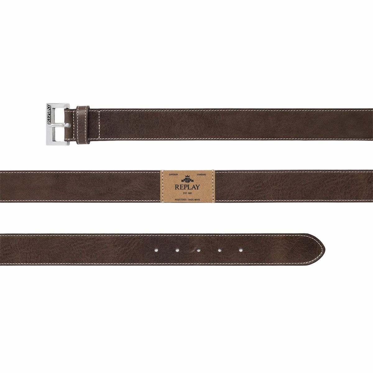 REPLAY｜メンズ エンボス ロゴ レザー ベルト｜雑貨｜JAVA