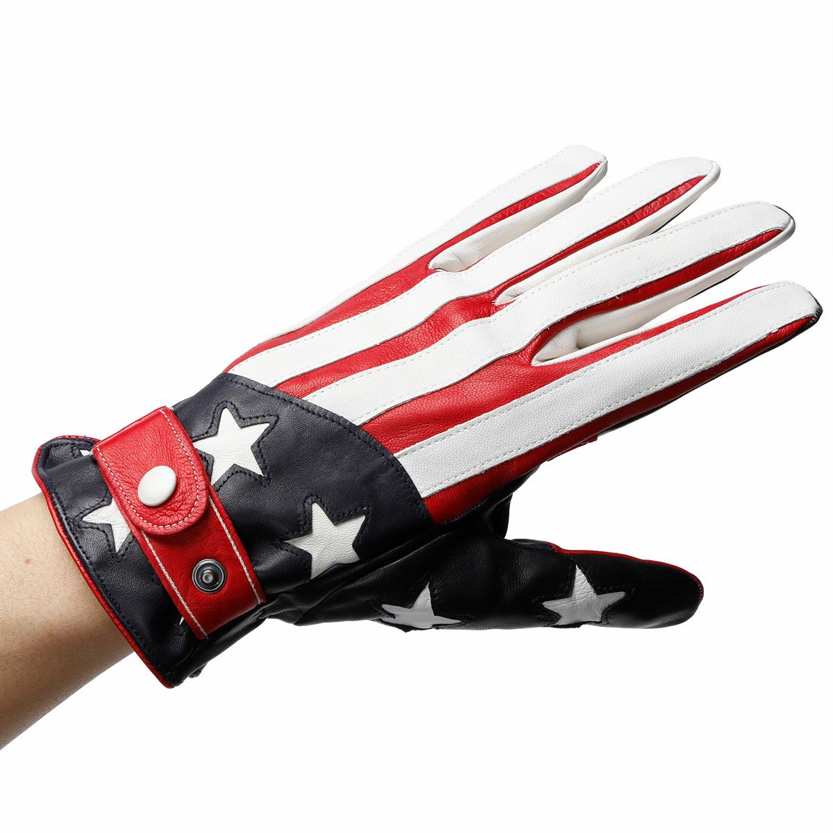 Motorimoda｜レザードライビンググローブ キャプテン｜ロング｜レッド×ネイビー×ホワイト｜モデル着用