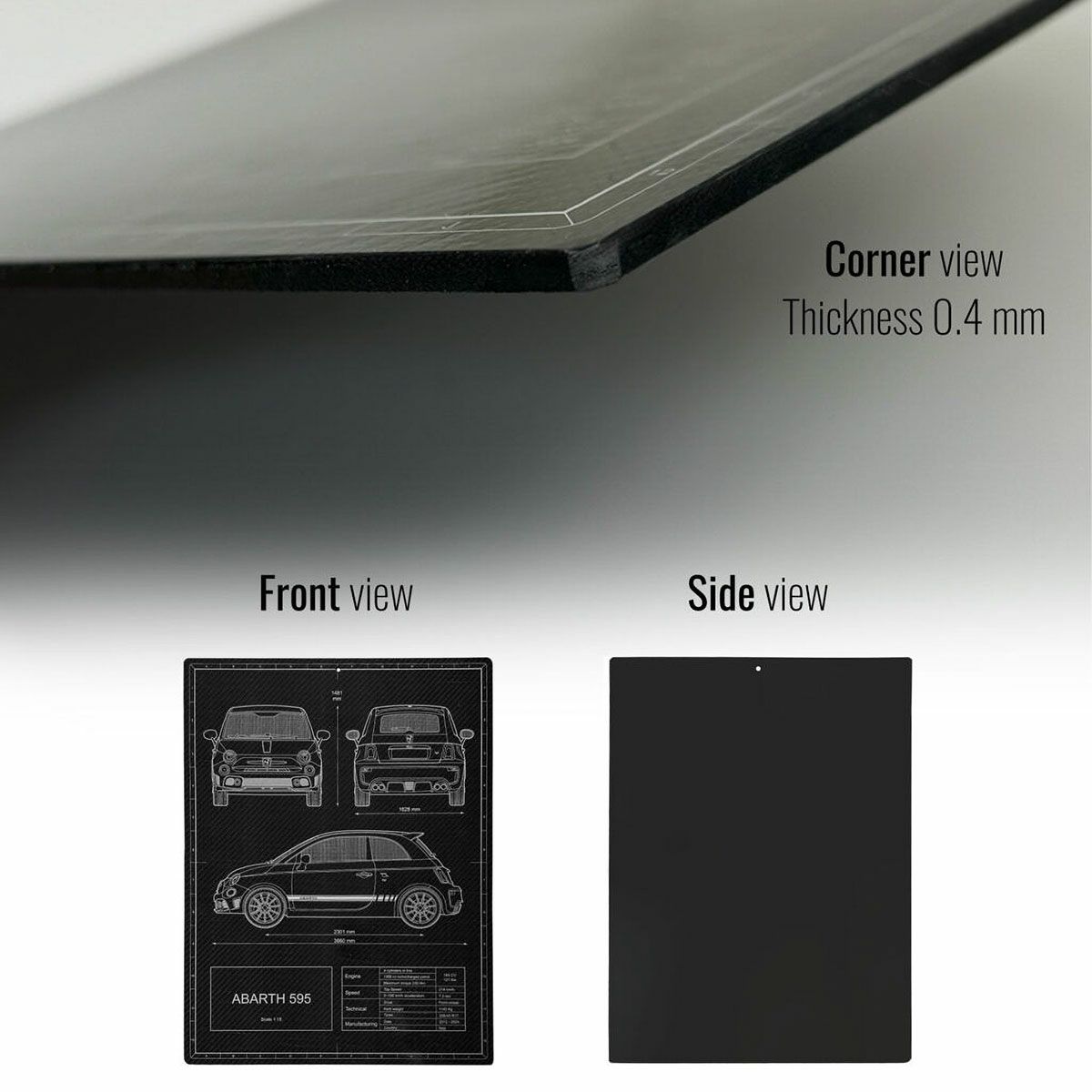 ABARTH｜アバルト 595 ウォールデコ カーボンファイバールック 39.5 × 29.7 cm｜ポスター