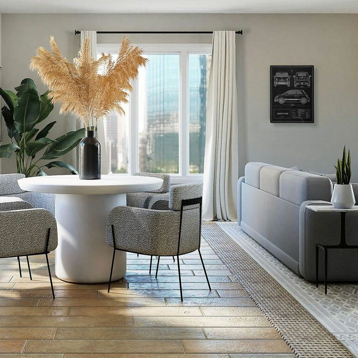 ABARTH｜アバルト 595 ウォールデコ カーボンファイバールック 39.5 × 29.7 cm｜ポスター