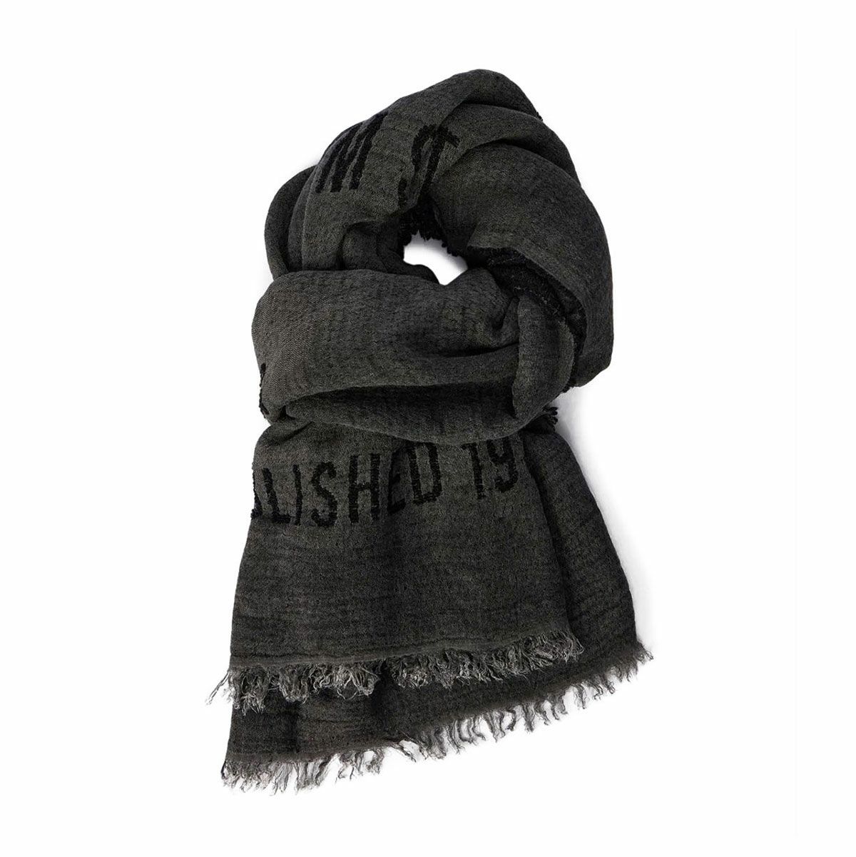 REPLAY｜フリンジ レタリングストール｜雑貨｜ウォッシュドブラック