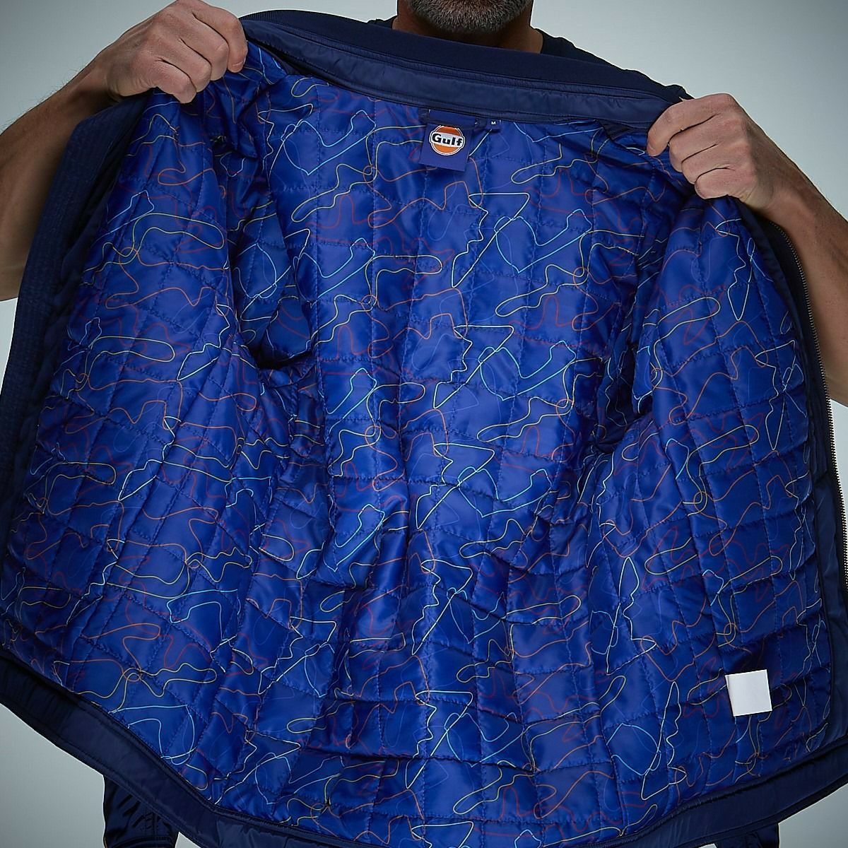 GULF｜ガルフ レーシング ジャケット｜アウター｜ネイビー｜モデル着用