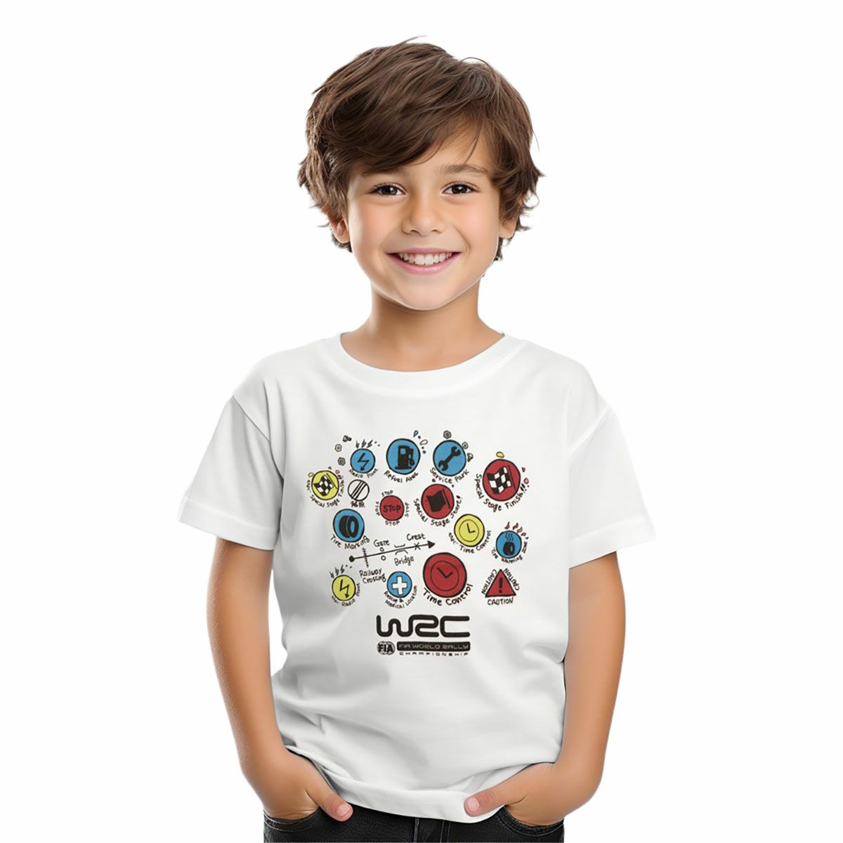 WRC｜”KANBAN”Tシャツ キッズ｜ウェア｜ホワイト｜モデル着用