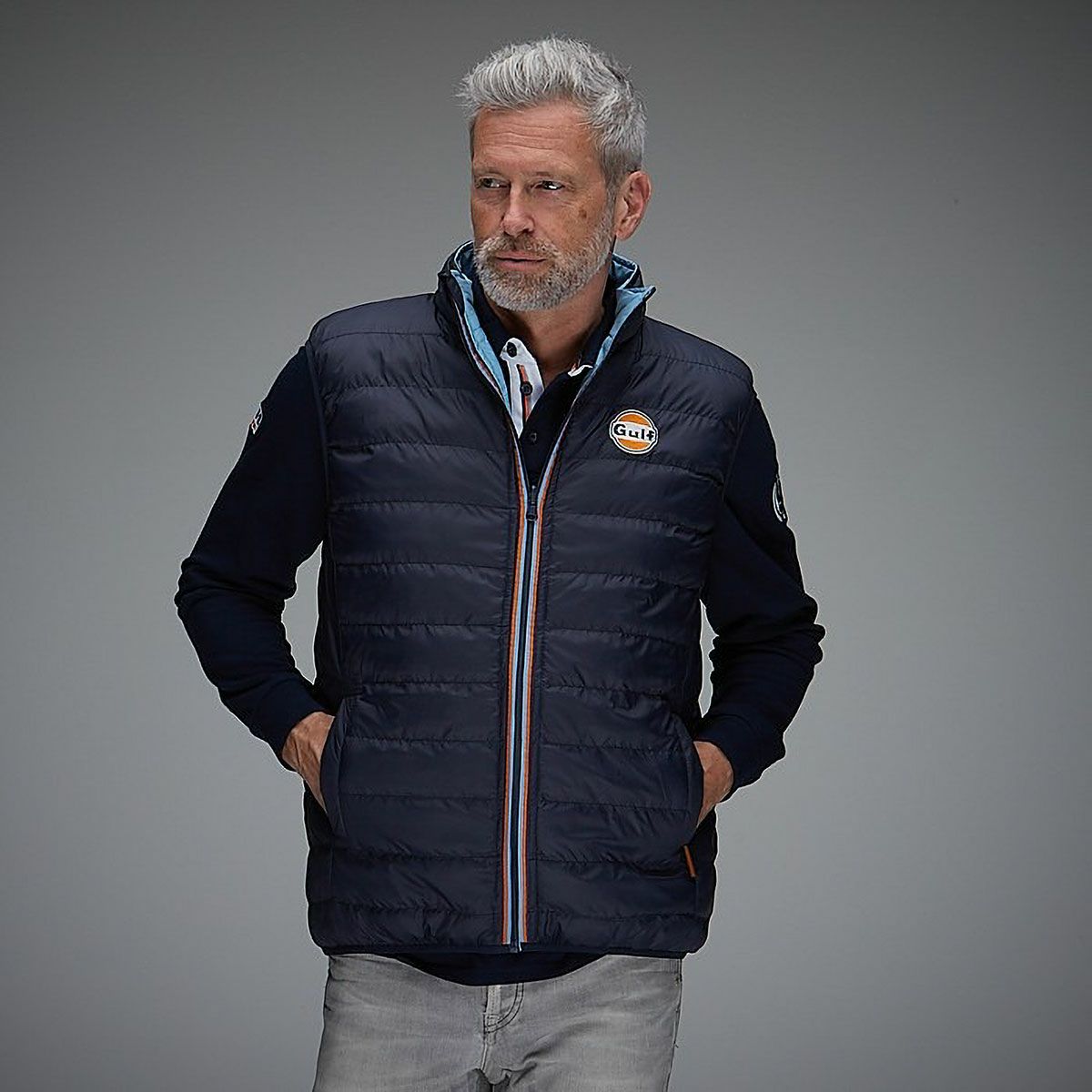 GULF｜ガルフ リバーシブル ベスト｜ウェア｜ネイビーブルー｜モデル着用