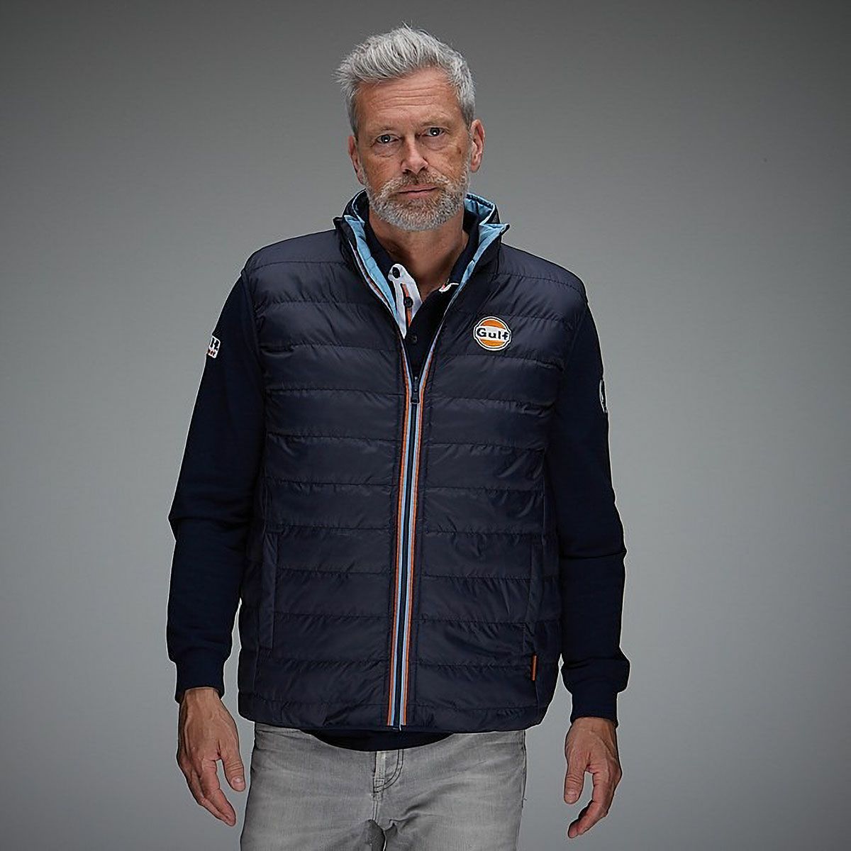 GULF｜ガルフ リバーシブル ベスト｜ウェア｜ネイビーブルー｜モデル着用