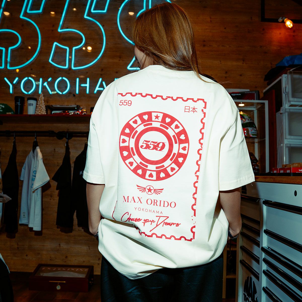 MAX ORIDO｜MAX ORIDO 559 ルーレット Tシャツ｜ウェア｜モデル着用