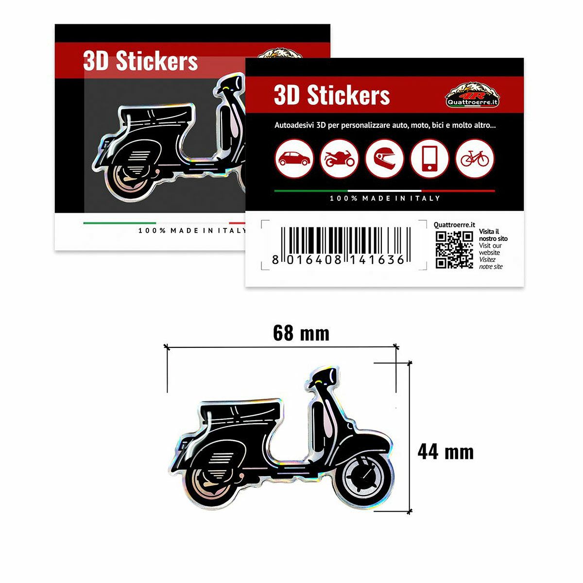 VESPA｜ベスパ 3D ステッカー 44x68mm｜雑貨