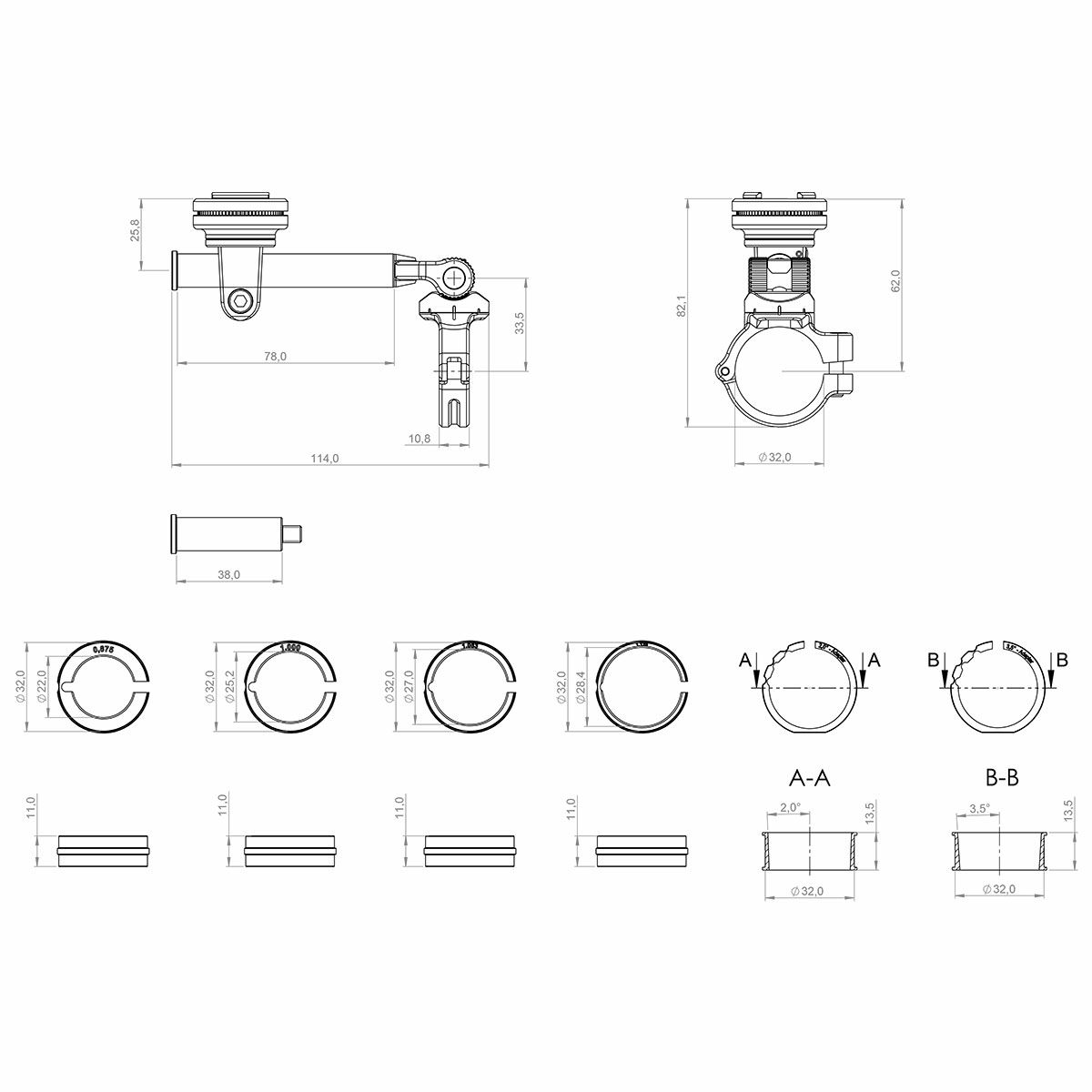 SP CONNECT｜モトマウント 3D｜雑貨｜ブラック｜サイズ詳細