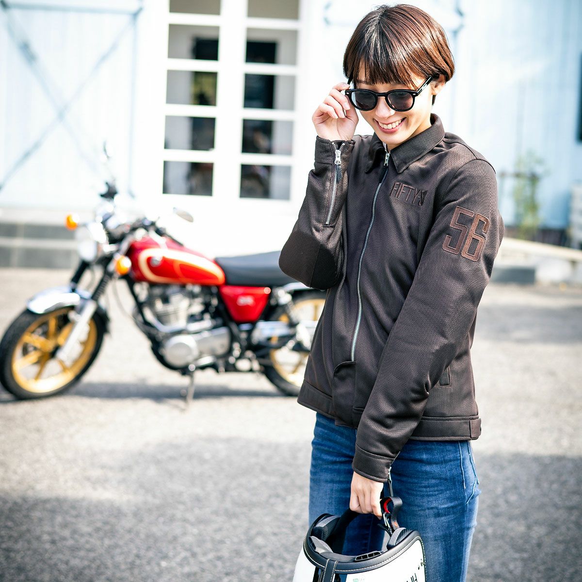 56design｜ワーカー メッシュジャケット ’26｜アウター｜チョコレート｜モデル着用