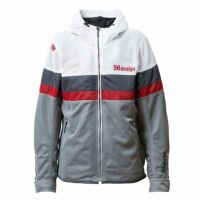 56design｜レトロ ボーダー メッシュ パーカー｜アウター｜ホワイト×レッド