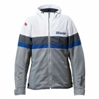 56design｜レトロ ボーダー メッシュ パーカー｜アウター｜ホワイト×ブルー