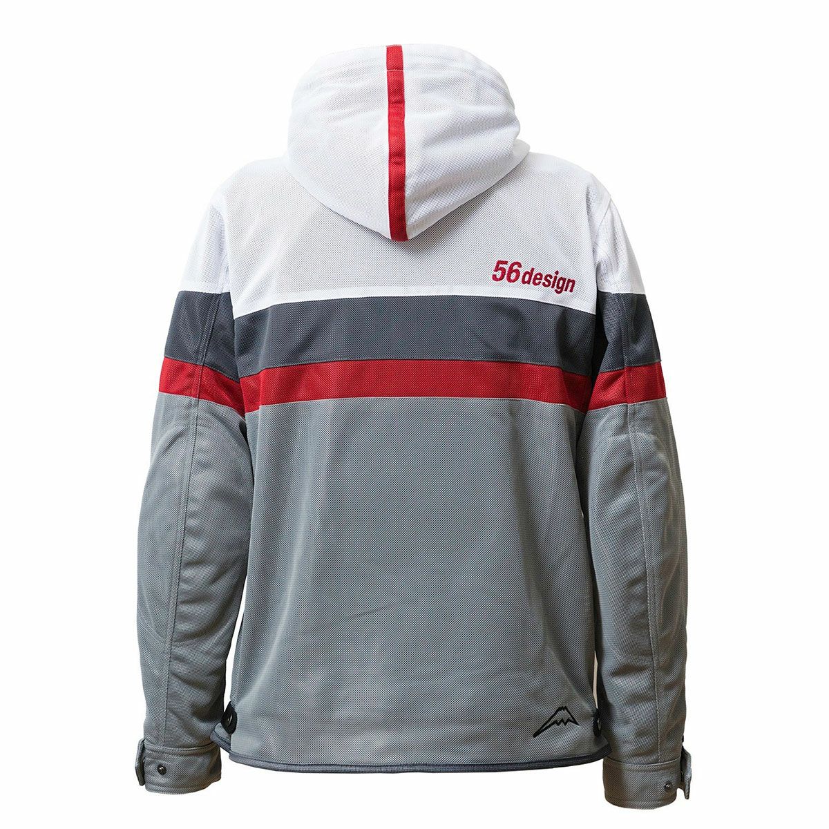 56design｜レトロ ボーダー メッシュ パーカー｜アウター｜ホワイト×レッド