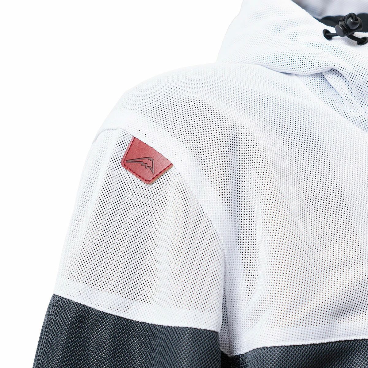 56design｜レトロ ボーダー メッシュ パーカー｜アウター｜ホワイト×レッド